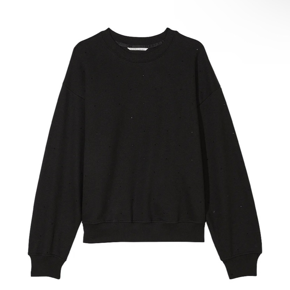 Victoria's Secret Black Crewneck Sweatshirt w/ Subtle Diamond-Like details. NWOT